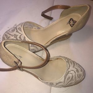 Off while pair of wedge shoes